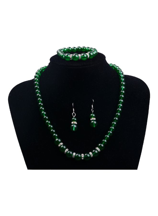 3-Piece Alloy Glass Crystal Beaded Jewelry Set