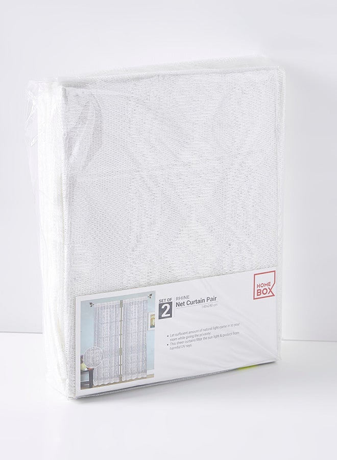 Home Box 2-Piece Rhine Polyester Curtain Set White 240x140cm - Image 5
