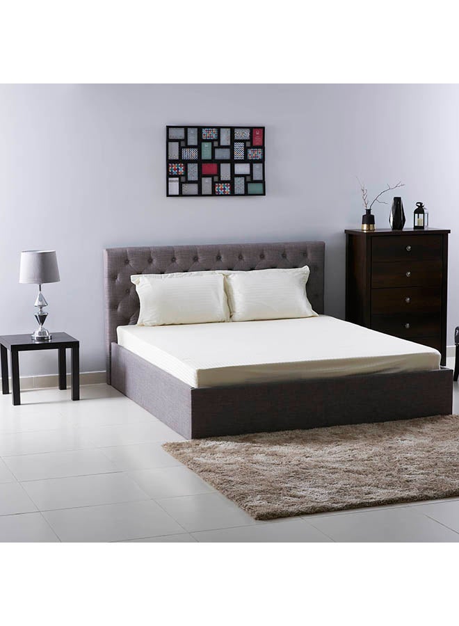 هوم بوكس ملاءة هاميلتون ضيقة من الساتان مخططة بمقاس مزدوج قطن كريمي 120x200+25سم - Image 5