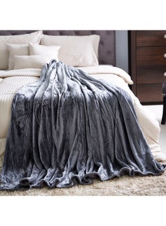 Home Box Lavish Long Lasting Super Soft Easy Care Foldable Light Weight Washable Fluffier  Mirco Flannel King Size Bed Blanket Polyester Grey 240x220cm  - Image 5
