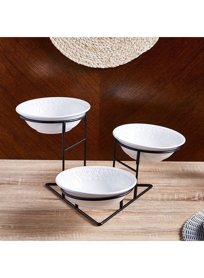Home Box 3-Piece Nova Bowl Set With Stand White/Black 20 x 20 x 6cm - Image 3