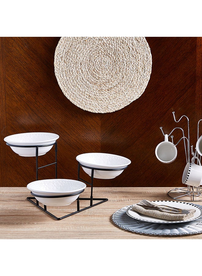 Home Box 3-Piece Nova Bowl Set With Stand White/Black 20 x 20 x 6cm - Image 1