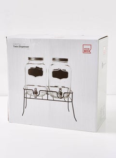 Home Box Crysta Twin Beverage Dispenser With Stand Clear/Black 2x4Liters  - Image 5