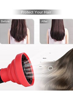 YOSOO Retractable Curly Hair Blow Dryer Diffuser Red/Black One Size  - Image 4