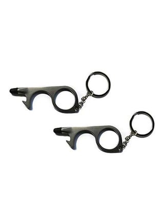 2-Piece Portable Contactless Door Opener With Key Ring Set Black 7cm - v1597820064/N39803038A_1