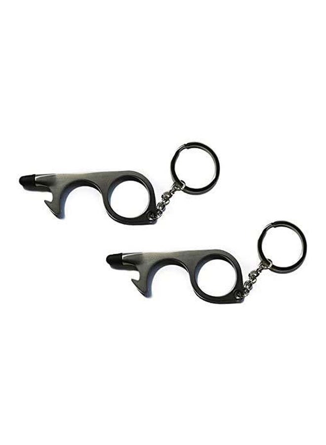 General - 2-Piece Portable Contactless Door Opener With Key Ring Set Black 7cm - Image 1