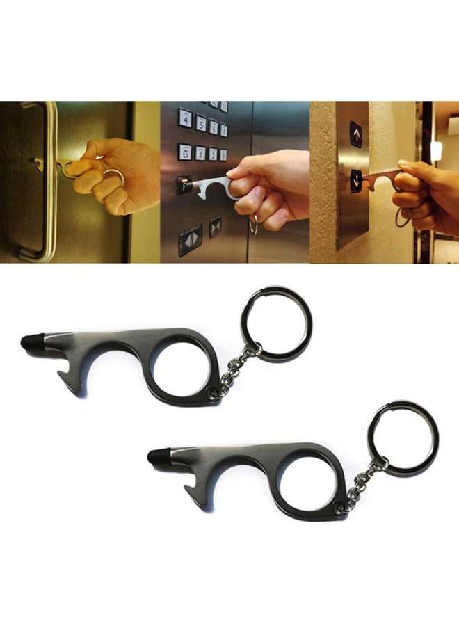 General - 2-Piece Portable Contactless Door Opener With Key Ring Set Black 7cm - Image 1
