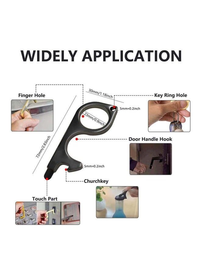 General - 2-Piece Portable Contactless Door Opener With Key Ring Set Black 7cm - Image 1