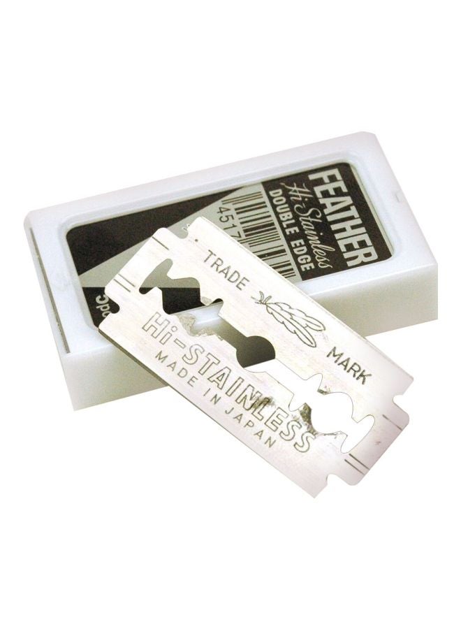 Feather Pack Of 5 Hi-Stainless Double Edge Blade Silver 