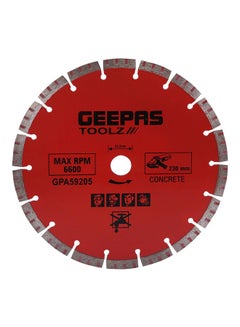 GEEPAS Concrete Cutting Blade 230 MM - Sharp & Durable for General Concrete Products, Stone, Brick, Universal Red/Grey/Black  - Image 1