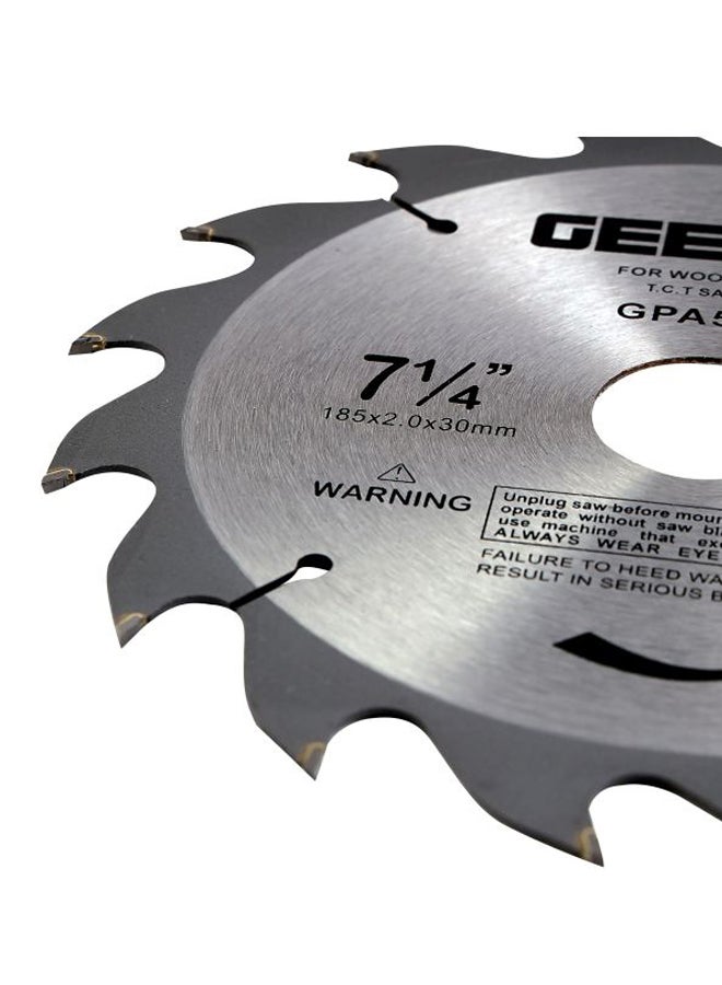 GEEPAS Professional Circular Saw Blade - 185mm x 30mm bore, 20mm Ring | 16 ATB Calibered Teeth | Ideal for Carpenter, Professional, DIYers & More Silver/Black 185x2x30mm  - Image 4