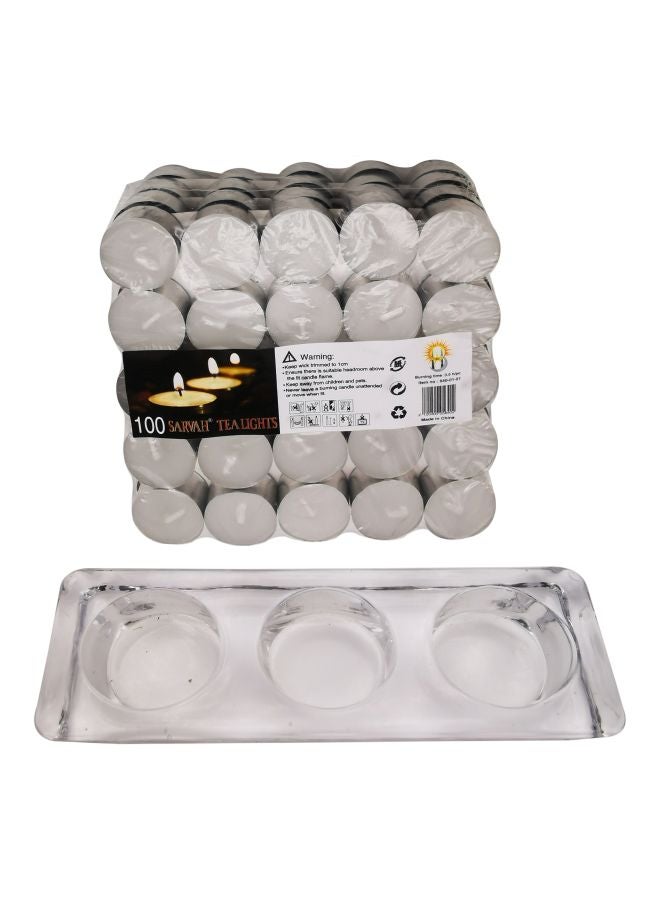 أسمات طقم شموع شاي مع حامل شموع مكون من 101 قطعة شفاف 23x5سم - Image 1