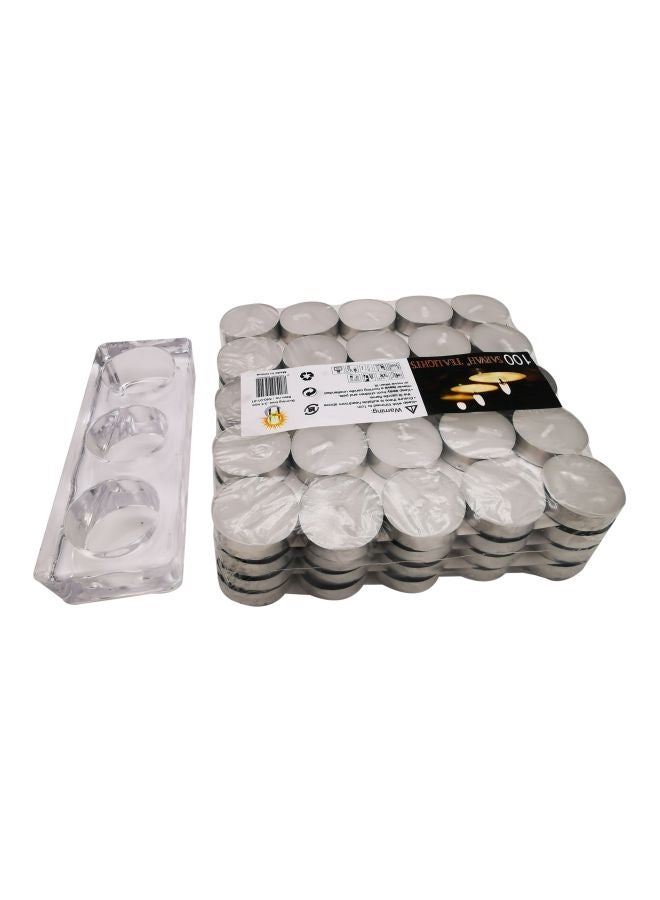 أسمات طقم شموع شاي مع حامل شموع مكون من 101 قطعة شفاف 23x5سم - Image 2