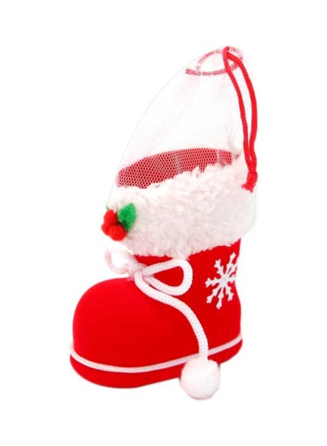 Beauenty Flocking Boots Design Decorative Candy Gift Basket Red/White/Green 9x10cm