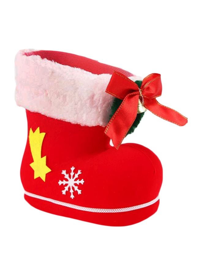 Beauenty Flocking Boot Design Decorative Candy Gift Basket Red/White/Green 13x15cm - Image 1