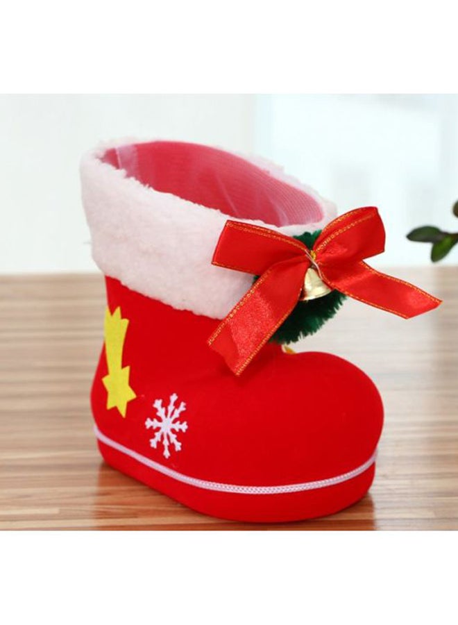 Beauenty Flocking Boot Design Decorative Candy Gift Basket Red/White/Green 13x15cm - Image 2