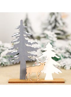 Beauenty Hand-Painted Christmas Tree And Elk Grey/Beige 17x19cm  - Image 2