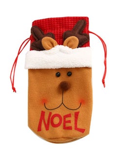 Beauenty Decoration Elk Bottle Cover Brown/White/Red 14 x 27cm  - Image 1