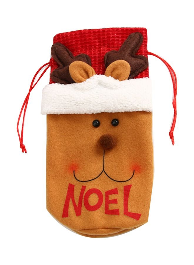Beauenty Decoration Elk Bottle Cover Brown/White/Red 14 x 27cm  - Image 1
