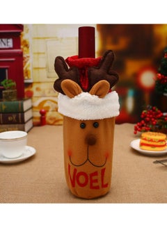 Beauenty Decoration Elk Bottle Cover Brown/White/Red 14 x 27cm  - Image 2