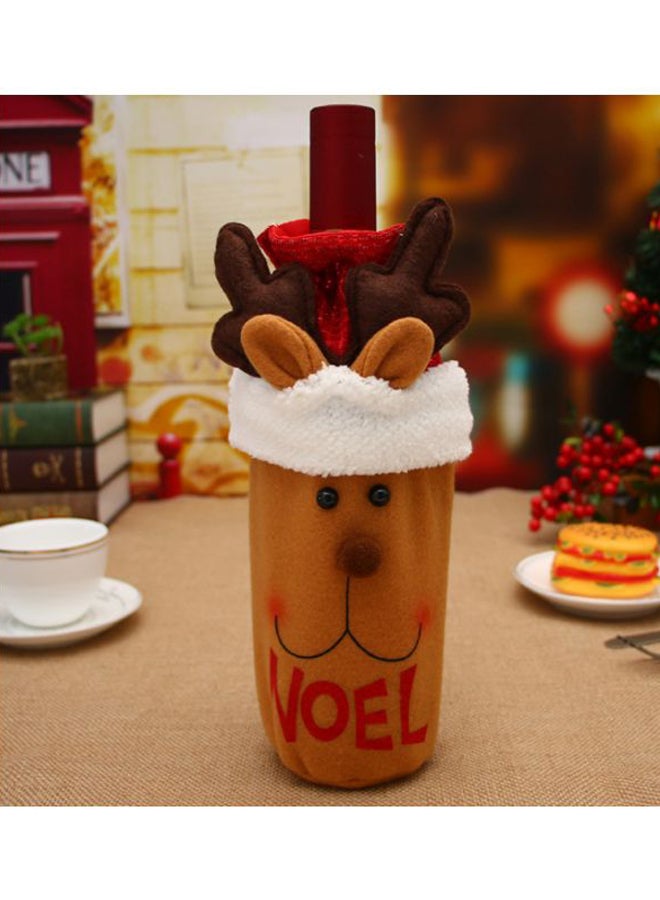 Beauenty Decoration Elk Bottle Cover Brown/White/Red 14 x 27cm  - Image 2
