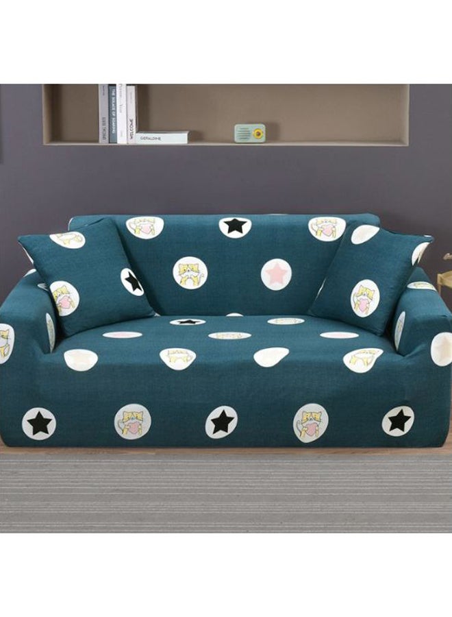 Beauenty Cat Printed Three Seater Sofa Cover Green/White/Pink  - Image 2