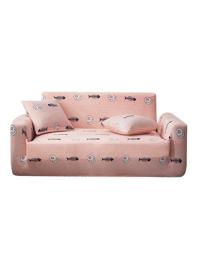 Beauenty Fish Printed Three Seater Sofa Cover Pink/Black/White - Image 1