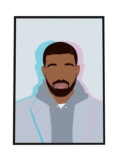 إكسسوارات بومة ملصق فني بإطار للمنتج دريك رابر أبيض/ رمادي فاتح/ بيج 21x30سم  - Image 1