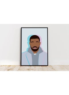 إكسسوارات بومة ملصق فني بإطار للمنتج دريك رابر أبيض/ رمادي فاتح/ بيج 21x30سم  - Image 2