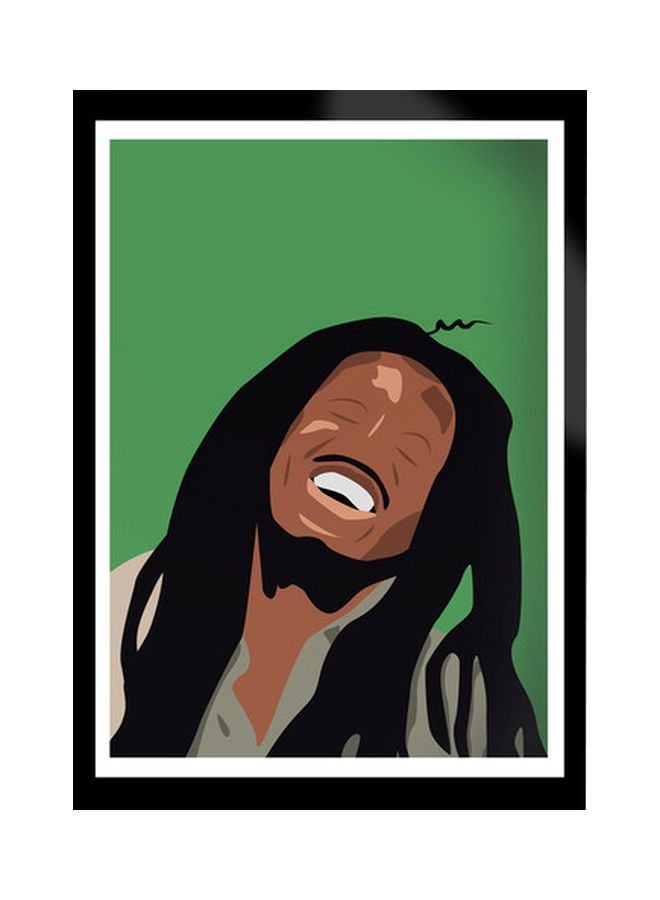 Decorative Bob Marley Poster With Frame Green/Black/Brown 50x40cm