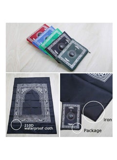 Generic Portable Waterproof Muslim Travel Pocket Prayer Mat With Compass Black/White 100x60cm  - Image 4