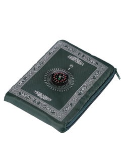 Generic Portable Waterproof Muslim Travel Pocket Prayer Mat With Compass Dark Green/White 100x60cm  - Image 1