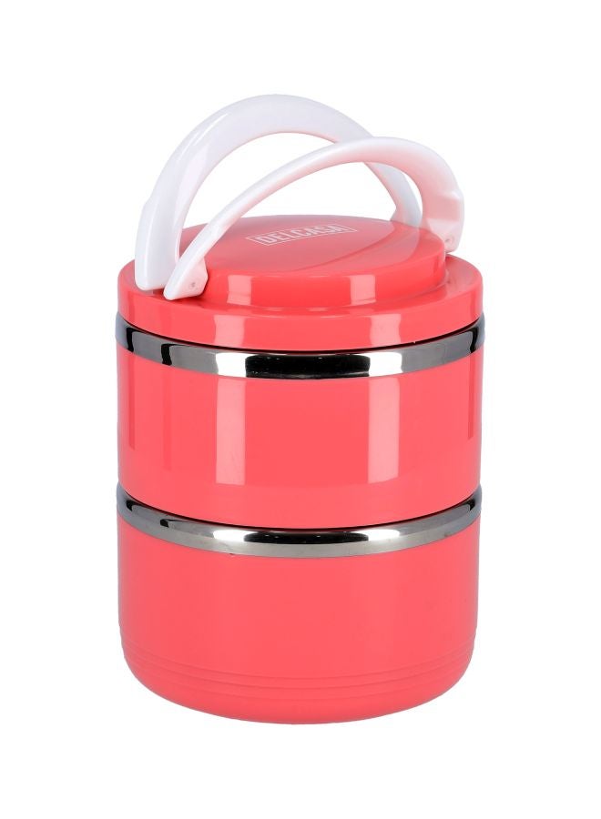 DELCASA Two Layer Lunch Box Pink/White/Silver 1.1Liters  - Image 2