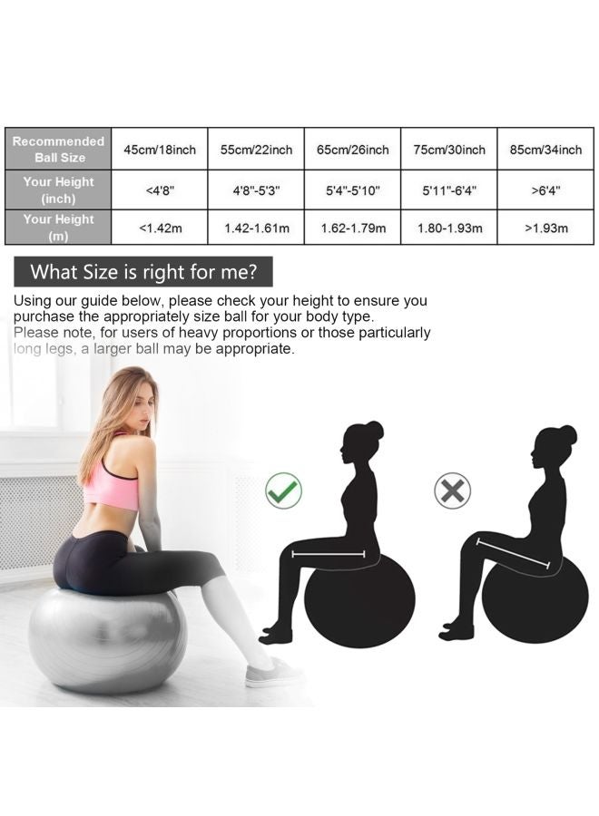 TOMSHOO Anti-Burst Yoga Ball With Hand Pump 65cm  - Image 4
