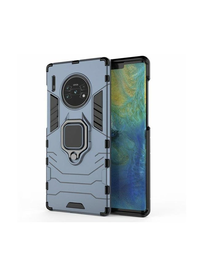 Iron Man Armor With Metal Ring Kickstand Protection  Case -For Huawei Mate 30 Pro Light Blue 