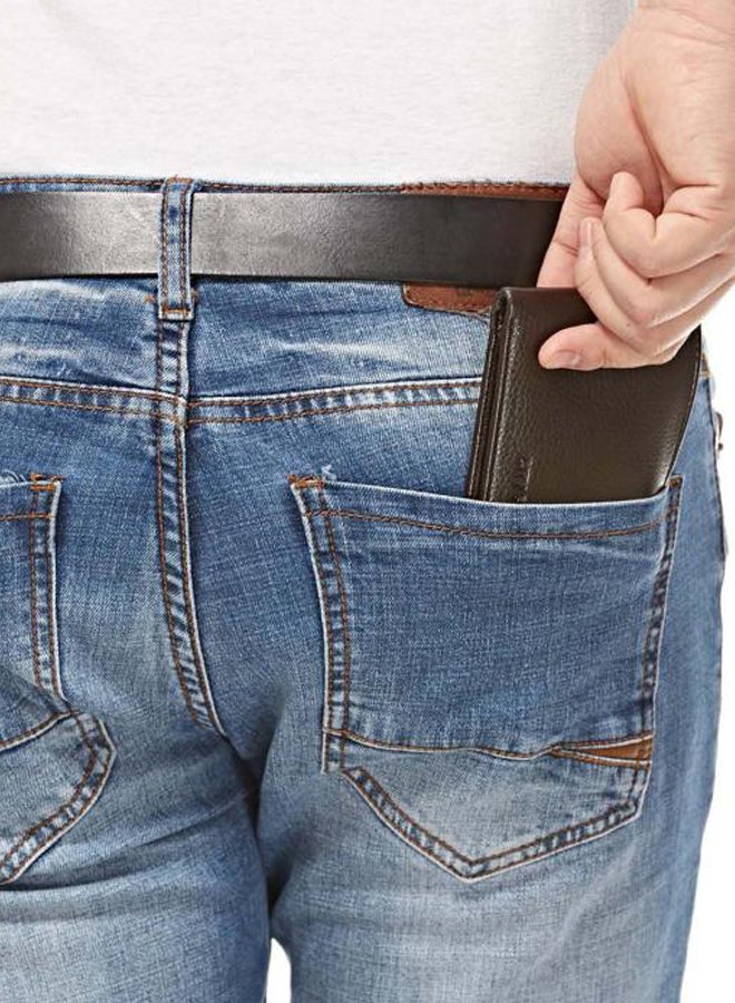 إنفلوانس جيرماني محفظة ثنائية الطي مصنوعة من الجلد للرجال بني - Image 5