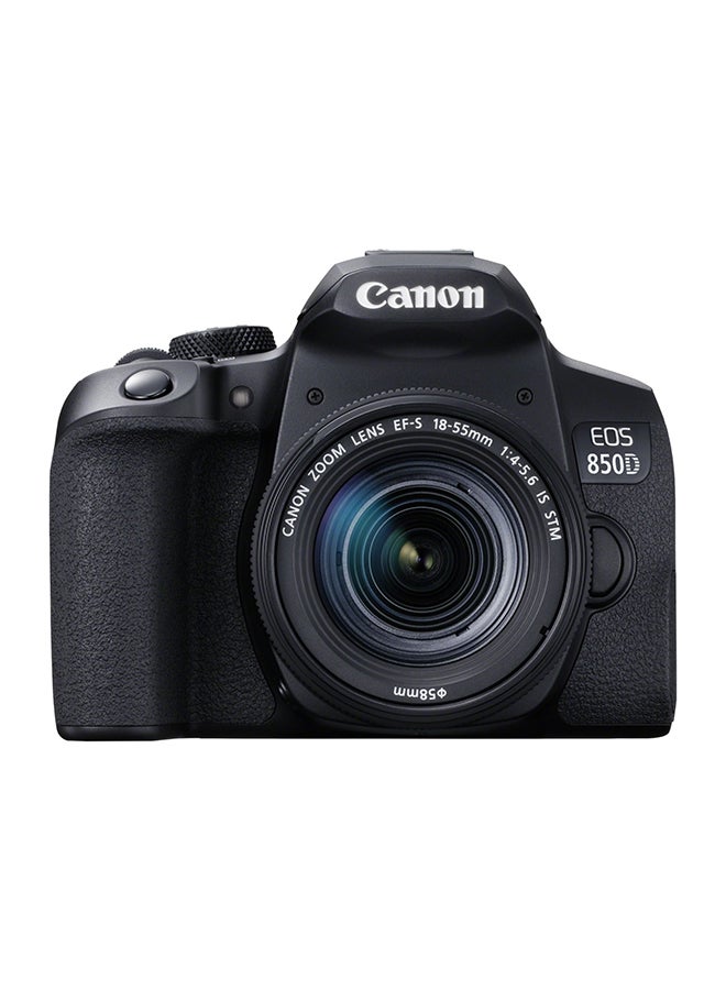 كاميرا EOS 850D DSLR بعدسة EF-S مقاس 18-55 مم بمثبت صور، وتقنية المحرك الخطوي، ومستشعر APS-C، بدقة 24.1 ميجابكسل، ومستشعر CMOS ثنائي البكسل، وخاصية البلوتوث، والواي فاي، وشاشة متغيرة الزاوية تعمل باللمس، وأفلام بجودة 4K - v1597836426/N39897634A_2