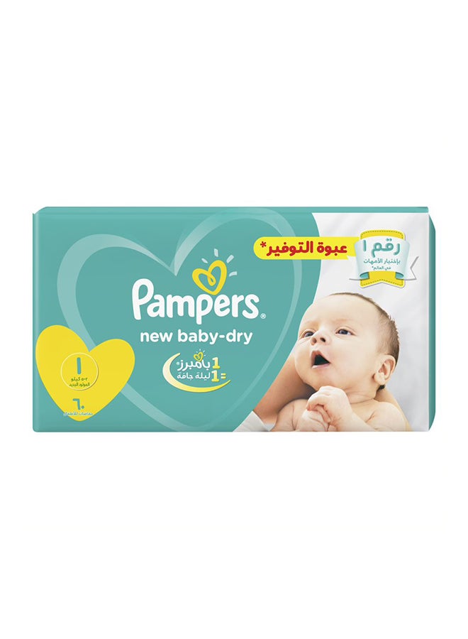 Pampers - Baby Dry Diapers Size 1, New Born, 2-5 Kg (60 Diapers) - Image 1