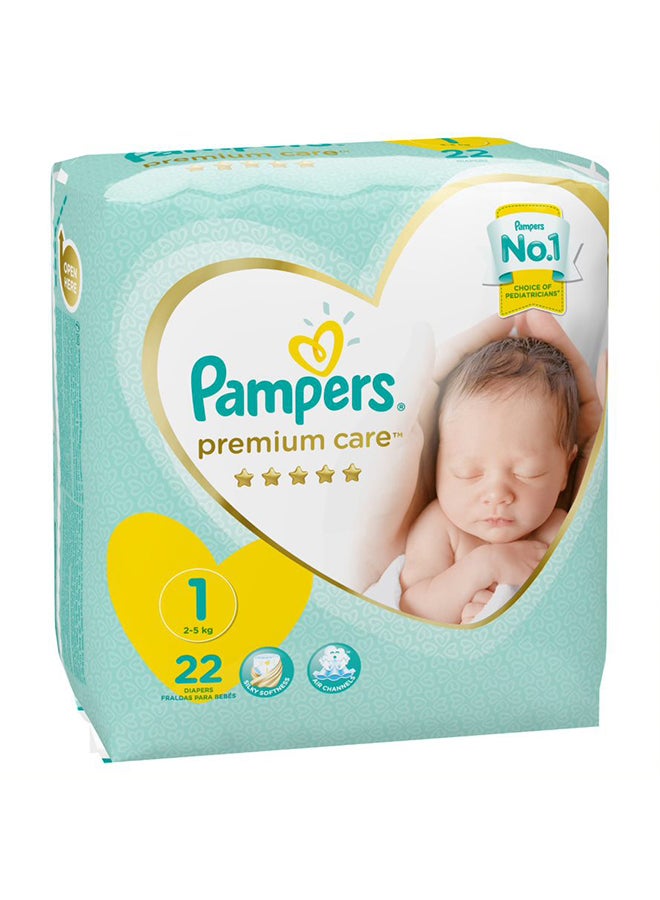 Pampers - Premium Care Diapers Size 1, New Born, 2-5 Kg (22 Diapers) - Image 1