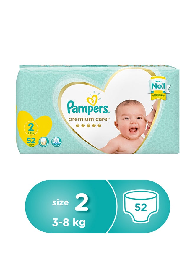 Pampers Premium Care Diapers Size 2, Mini, 3-8 Kg (52 Diapers)  - Image 1