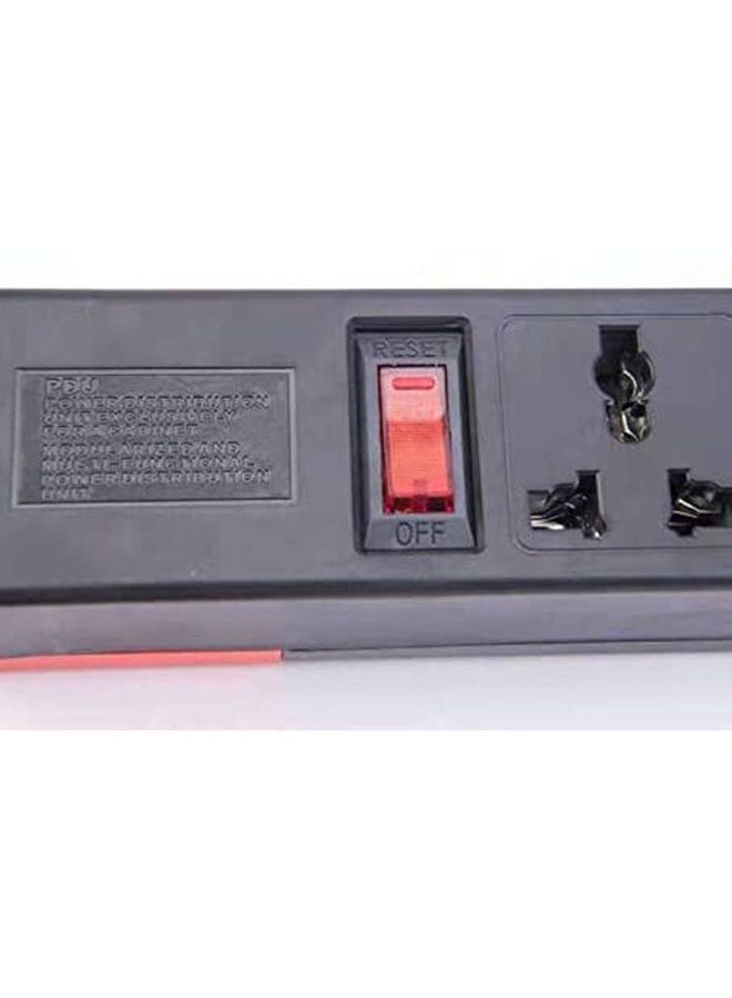Cabinet Rack Socket And Cable Power Strip - UK Plug Black 2meter