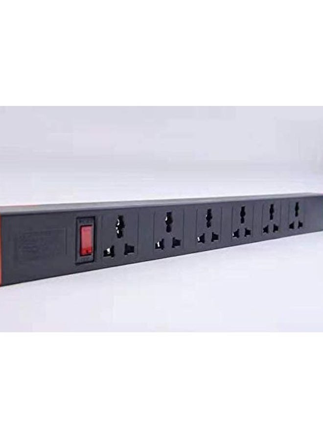 Cabinet Rack Socket And Cable Power Strip - UK Plug Black 2meter