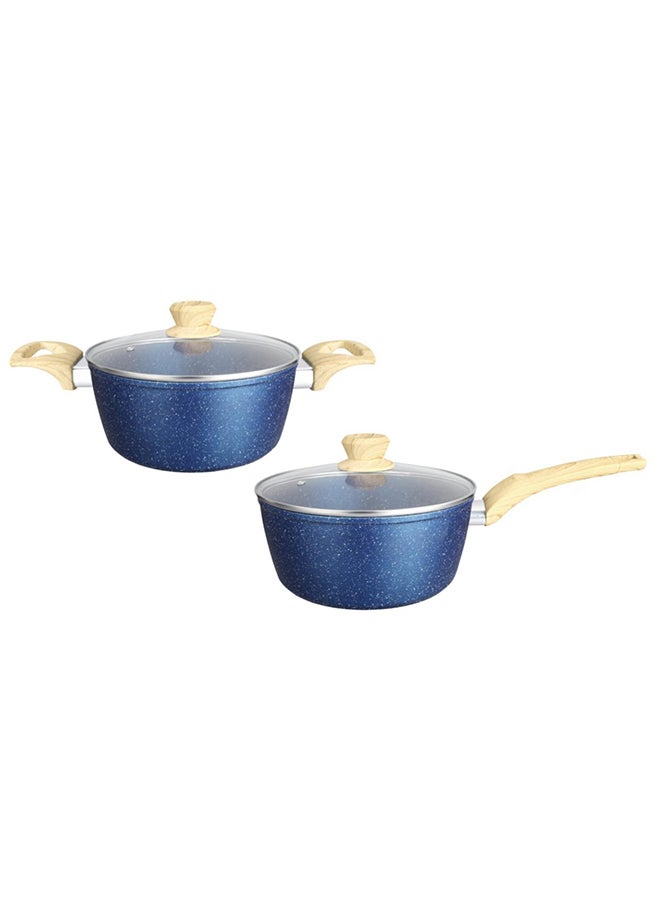 Insiya - 8-Piece Premium Granite Coated Aluminium Cookware Set Blue - Image 1