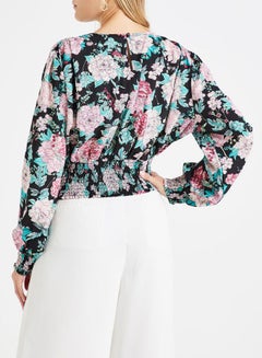 ONLY Floral Smocked Cuff Blouse Multicolour  - Image 2