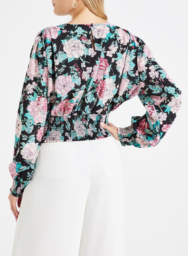 ONLY - Floral Smocked Cuff Blouse Multicolour - Image 1