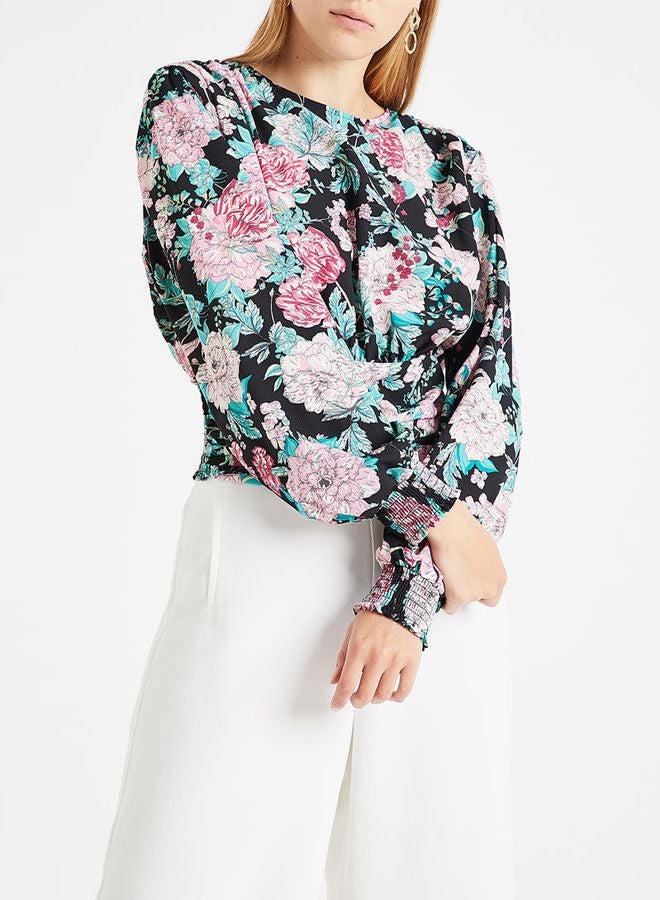 ONLY - Floral Smocked Cuff Blouse Multicolour - Image 1