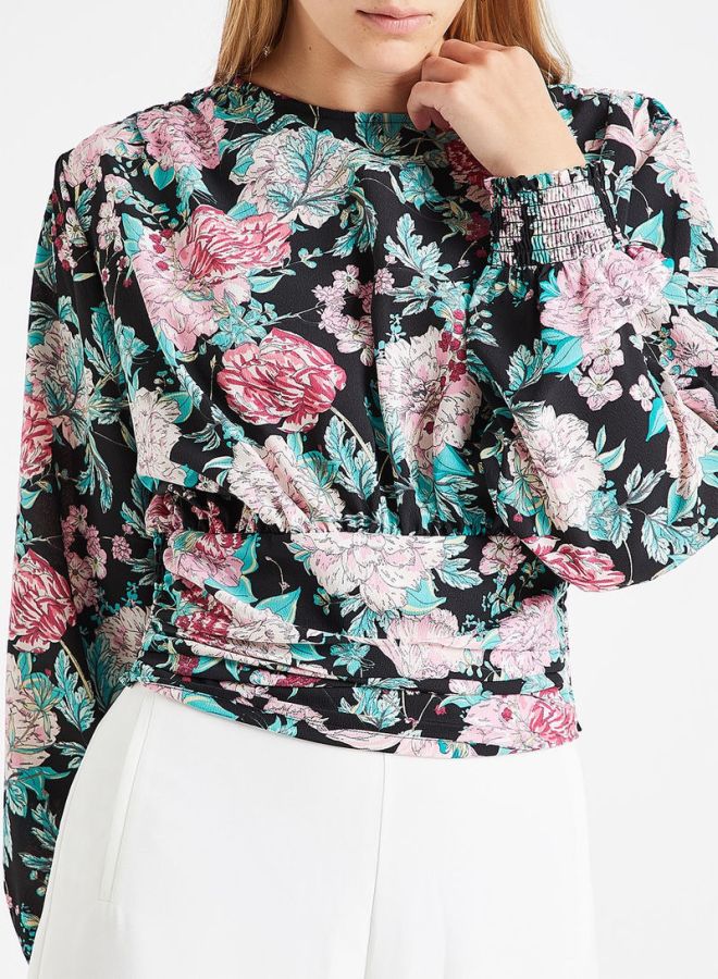 ONLY - Floral Smocked Cuff Blouse Multicolour - Image 1
