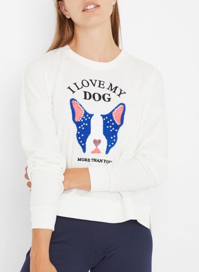 ONLY - I Love My Dog Printed Sweatshirt White - Image 1