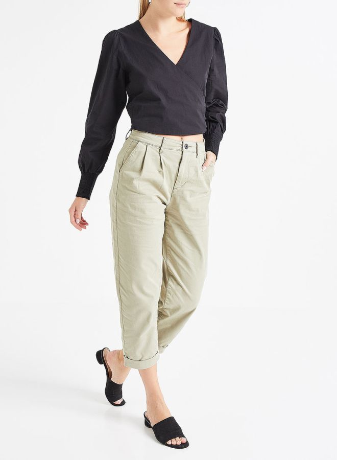 ONLY - Crossover Puff Sleeves Blouse Black - Image 1