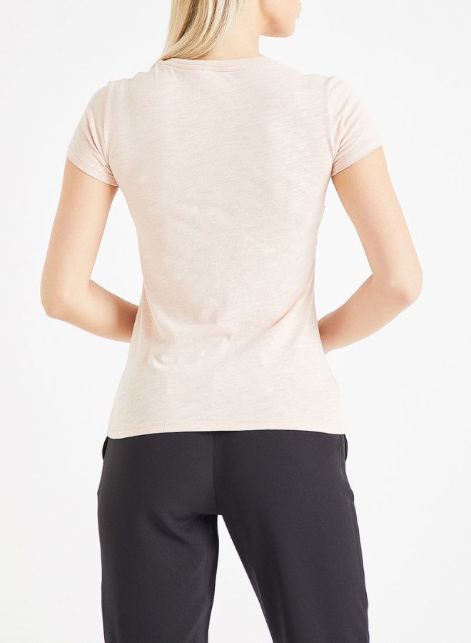 ONLY Striped Panel Whale Tail T-Shirt Pink - Image 2